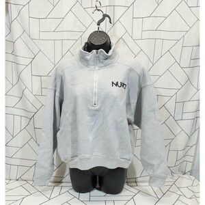 Nuvo‎ Cropped Quarter-Zip Sweatshirt High Collar Embroidered Gray Womens Size M